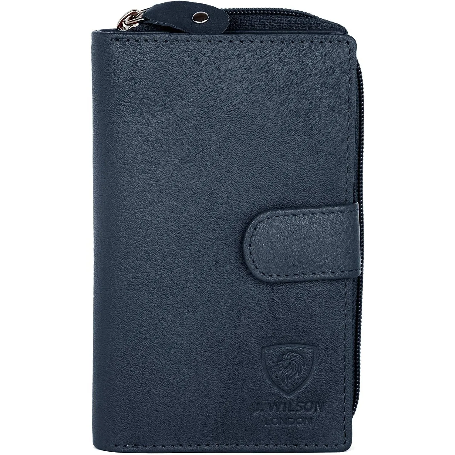 Womens RFID Safe Soft Leather Card Wallet with Zip pocket Gift Boxed