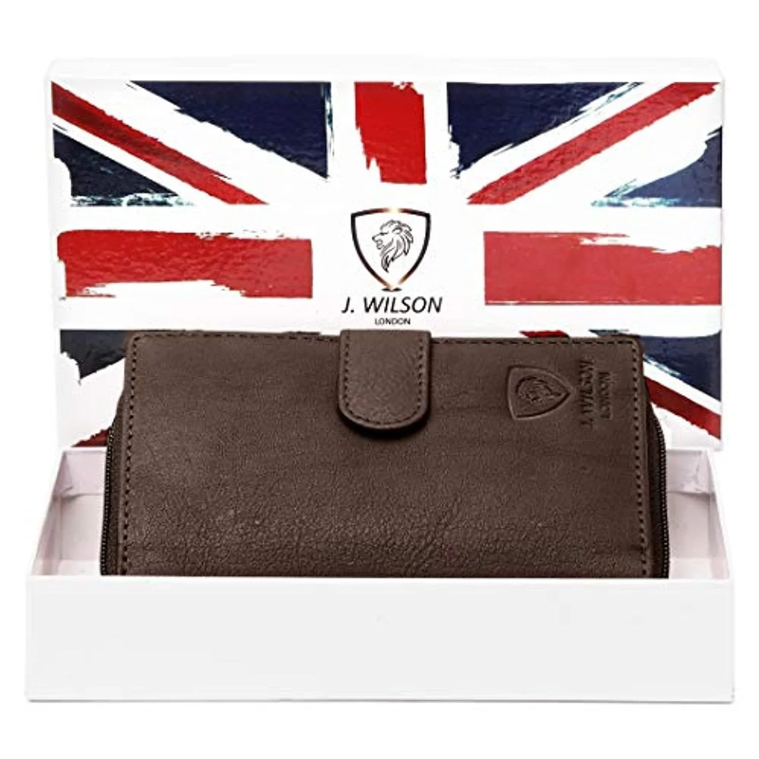Womens RFID Safe Soft Leather Card Wallet with Zip pocket Gift Boxed
