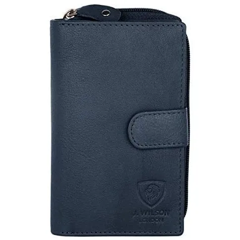 Womens RFID Safe Soft Leather Card Wallet with Zip pocket Gift Boxed