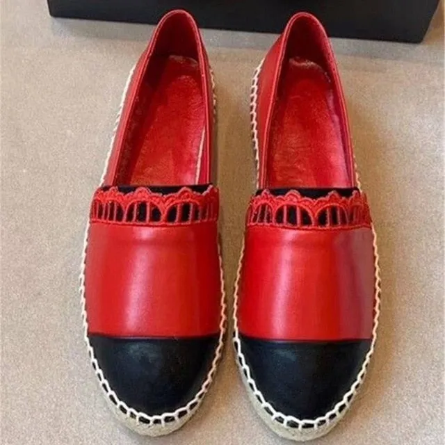 Women's Shoes New Fashion Genuine Leather Flat Shoes Classical Brand Designers Women Spring Autumn Espadrilles Loafers Shoes