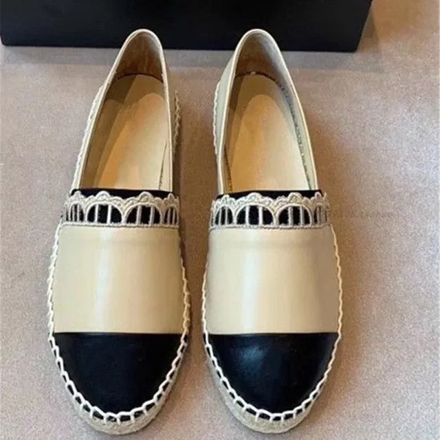 Women's Shoes New Fashion Genuine Leather Flat Shoes Classical Brand Designers Women Spring Autumn Espadrilles Loafers Shoes