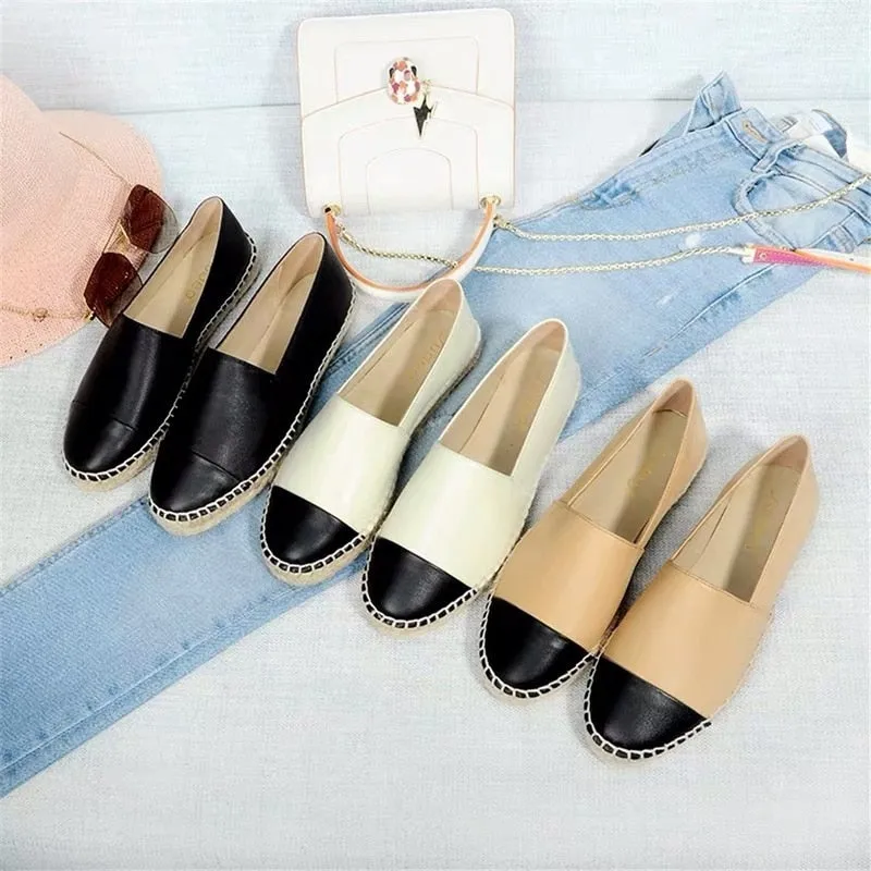 Women's Shoes New Fashion Genuine Leather Flat Shoes Classical Brand Designers Women Spring Autumn Espadrilles Loafers Shoes