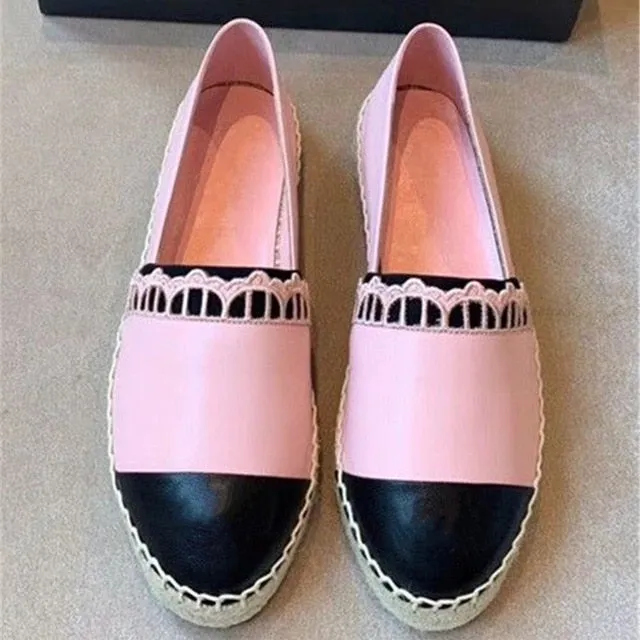 Women's Shoes New Fashion Genuine Leather Flat Shoes Classical Brand Designers Women Spring Autumn Espadrilles Loafers Shoes