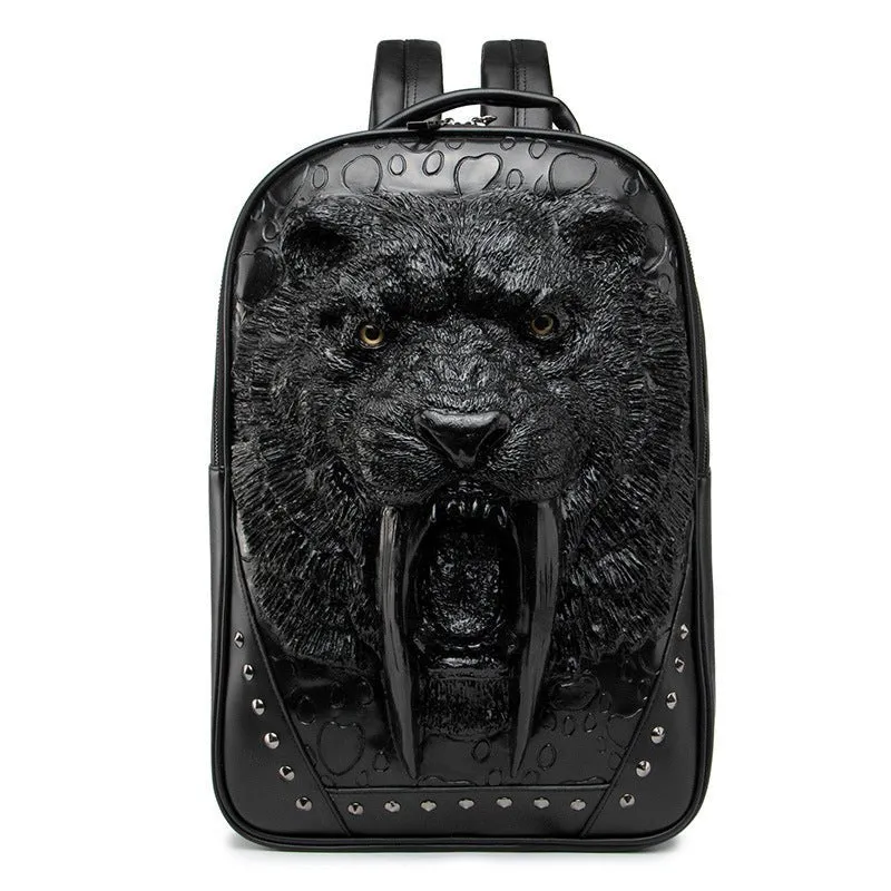 Woowooh 3D Embossed Sabre Tooth Tiger Punk Style Waterproof Backpack