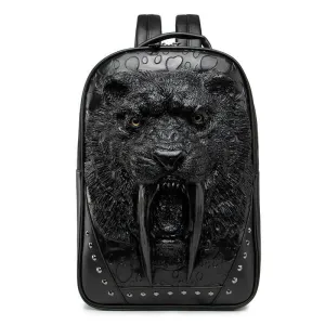 Woowooh 3D Embossed Sabre Tooth Tiger Punk Style Waterproof Backpack