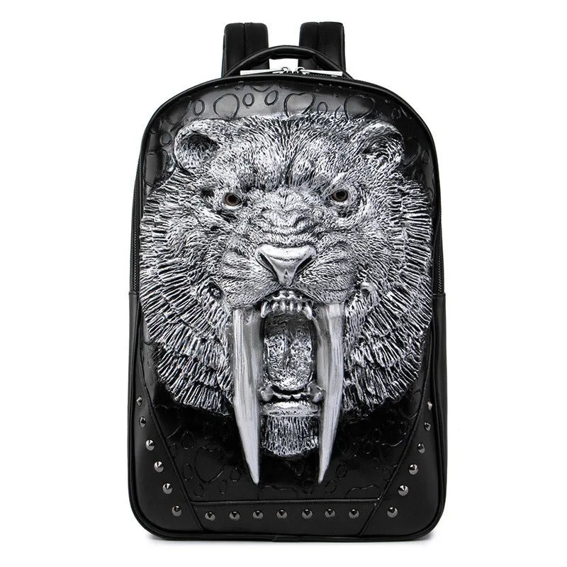 Woowooh 3D Embossed Sabre Tooth Tiger Punk Style Waterproof Backpack