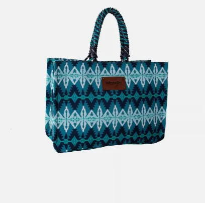 WRANGLER SOUTHWESTERN OVERSIZED TOTE - BLUE