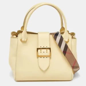 Yellow Leather Medium Buckle Tote