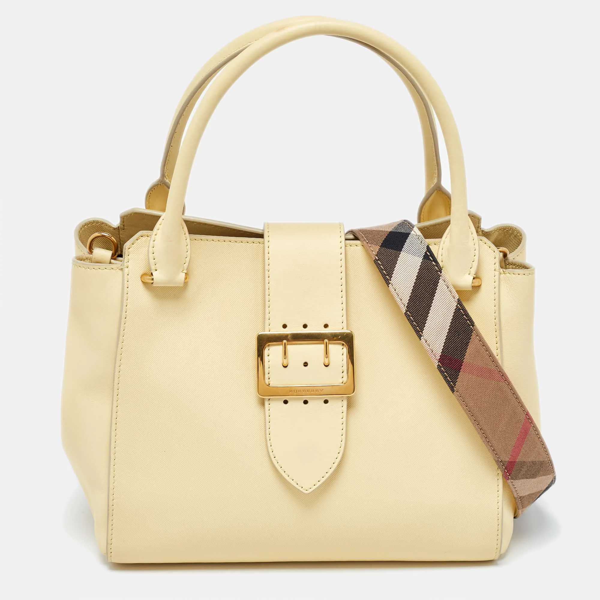 Yellow Leather Medium Buckle Tote