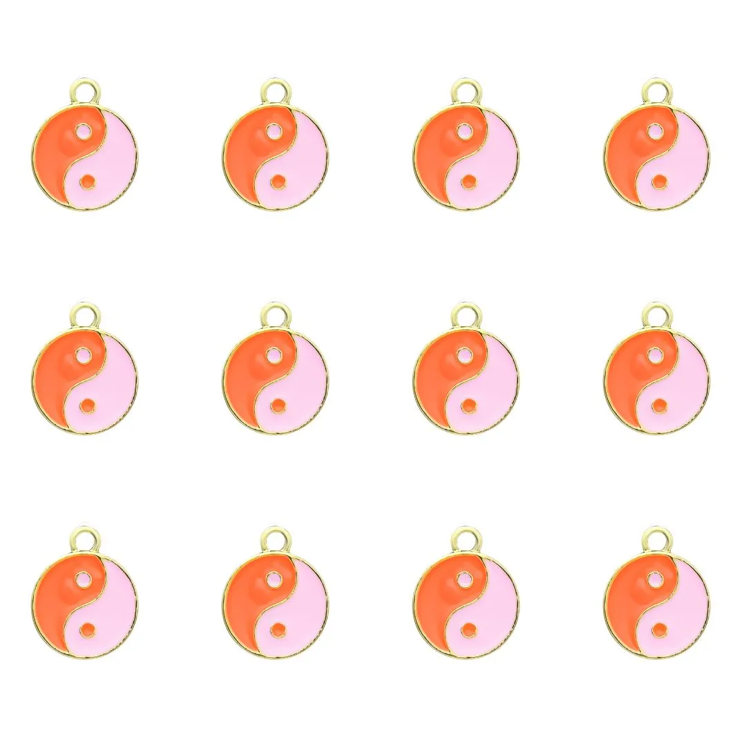 Ying Yang Enamel Charms | Size : 13mm | 10pcs