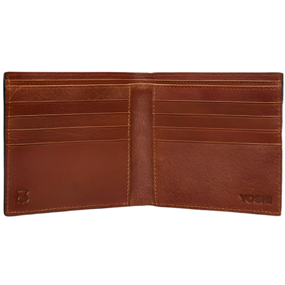 Yoshi Two Fold East West Brown Leather Wallet