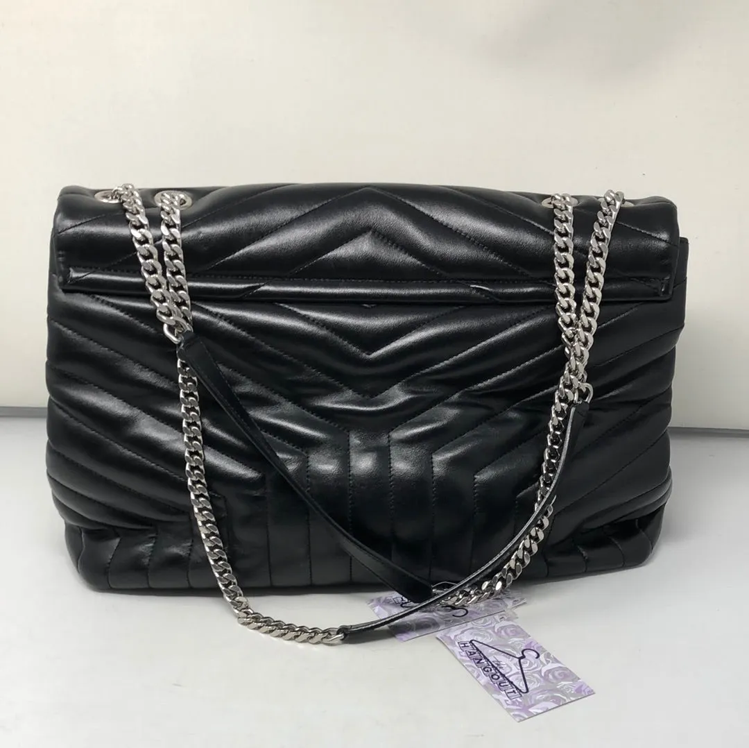 YSL Black Lou Lou Monogram Large Tote