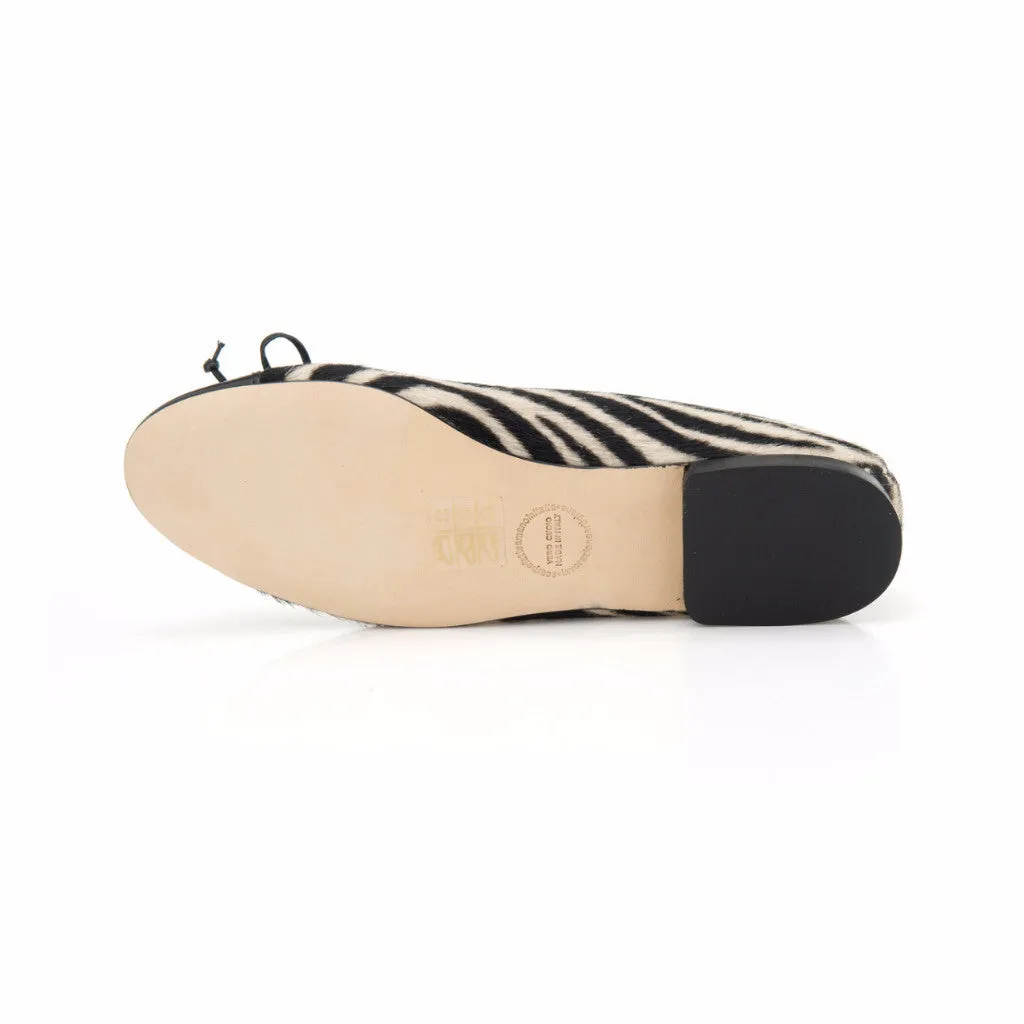 Zebra Print Calf Hair Leather Ballet Flat