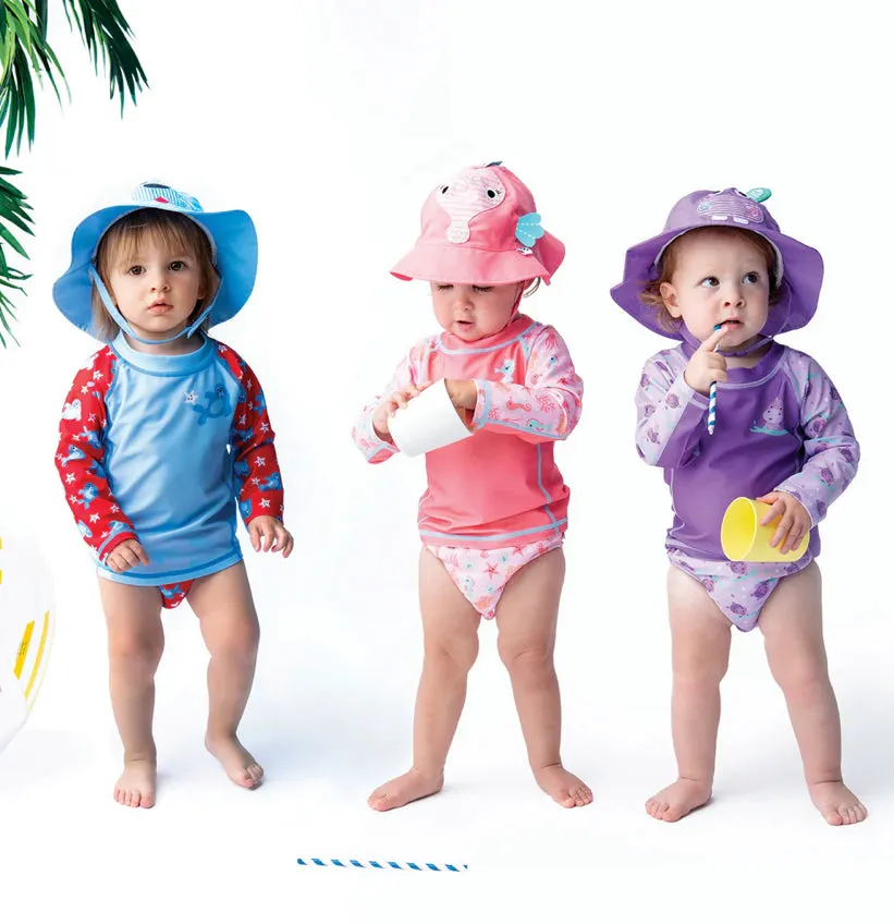 Zoocchini - Rashguard Top & Swim Diaper Set - Seahorse